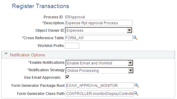 Register Transactions page