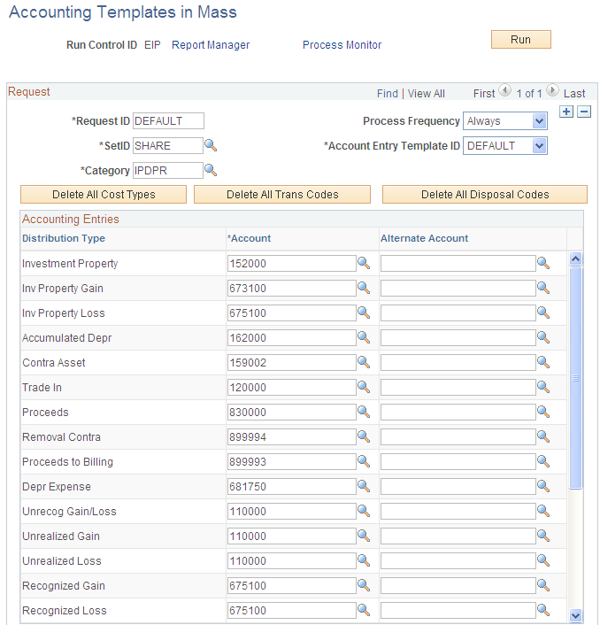 Accounting Templates in Mass page (1 of 3)