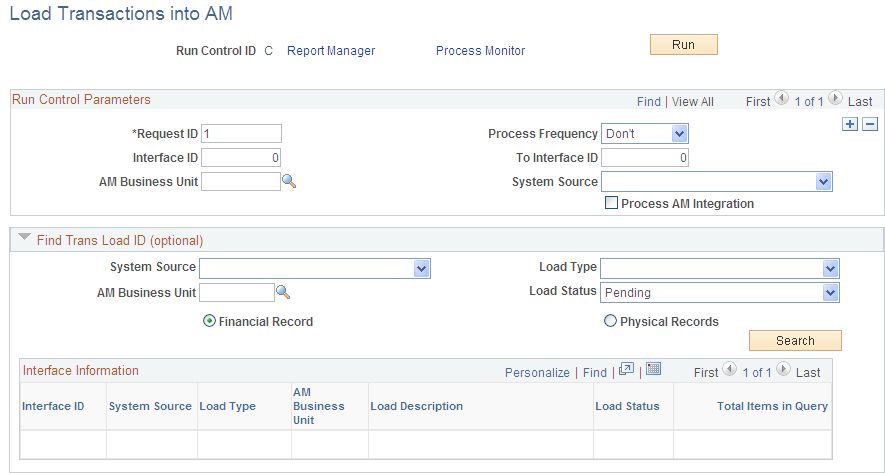Load Transactions into AM page