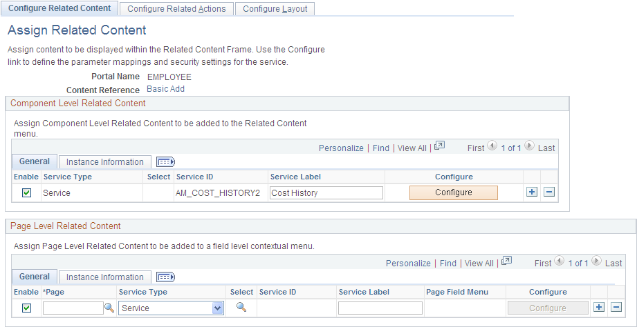 Assign Related Content page