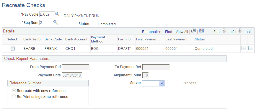 Recreate Checks page