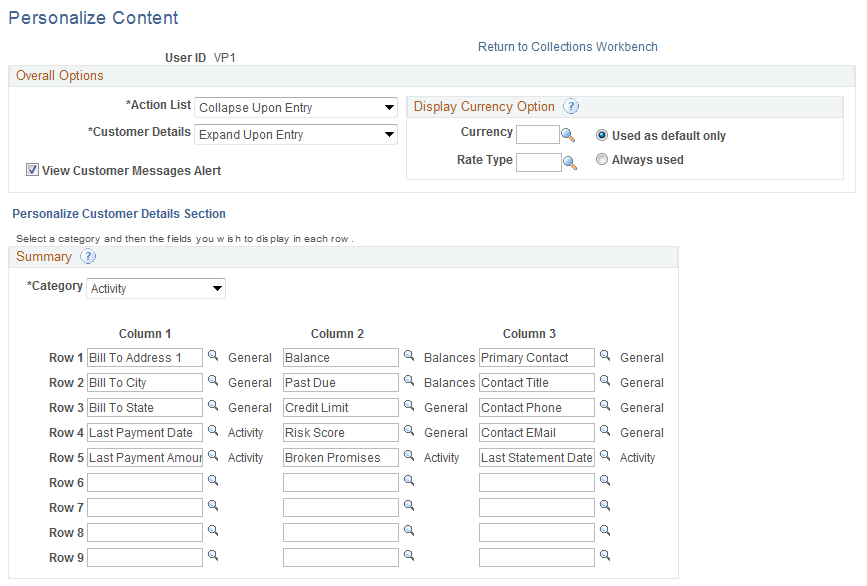 Personalize Content page (1 of 2)