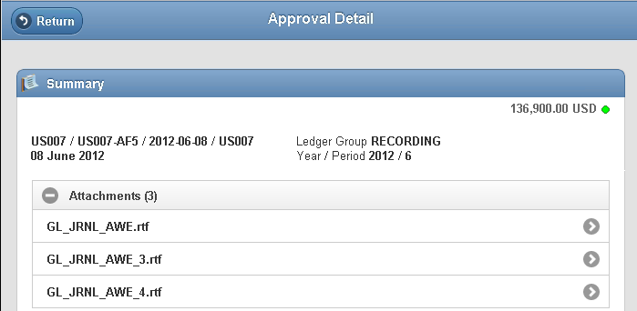 Approval Detail page - Attachments