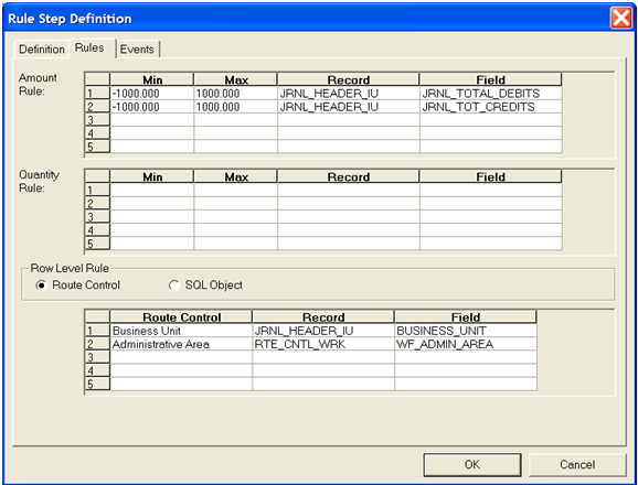 Rule Step Definition - Rules tab