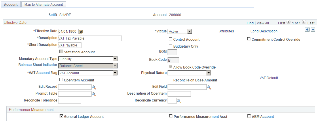 Account page