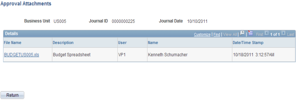 Approval Attachments (view only) page