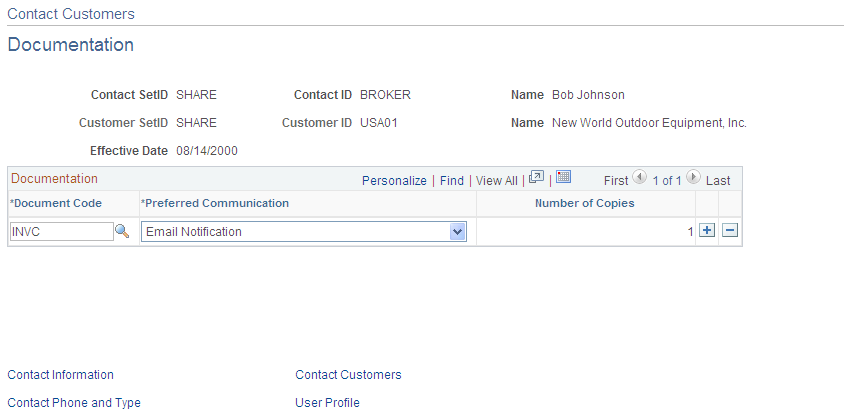 Contact Customers - Documentation page