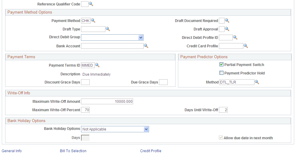 Bill To Options page (2 of 2)