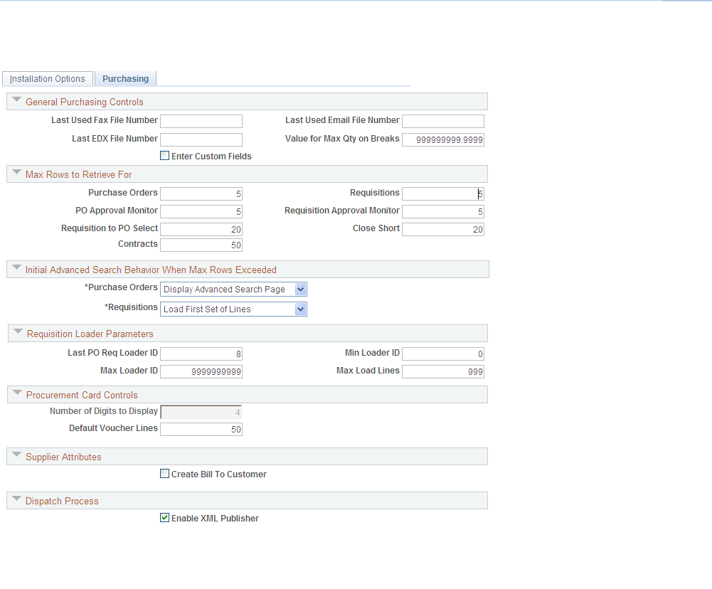 Installation Options - Purchasing Page