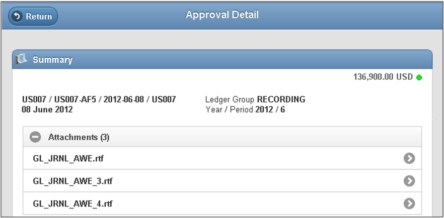 Approval Detail page