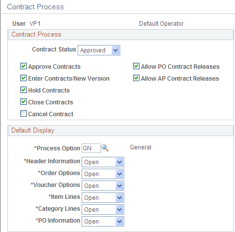 Procurement - Contract Process page