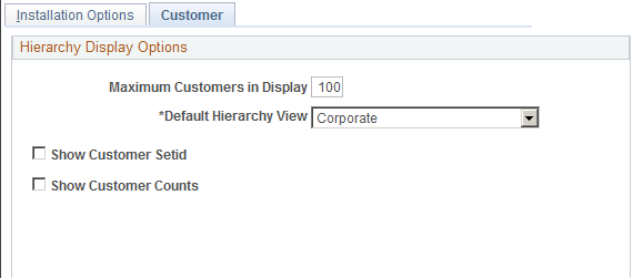 Installation Options - Customer page