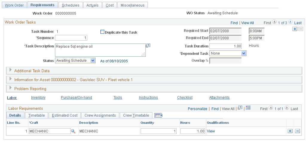 Requirements page