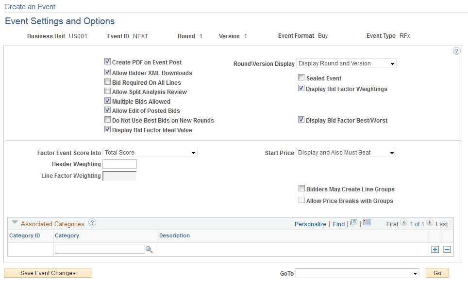 Event Settings and Options page (RFx)