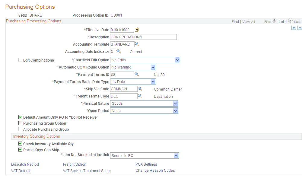 Purchasing Options page