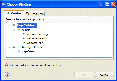 Choose Binding Dialog