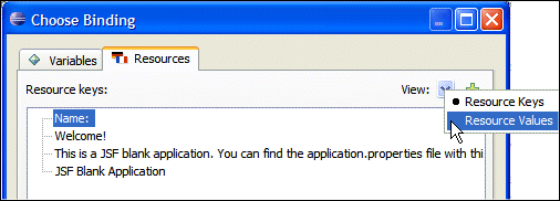 Choose Binding Dialog