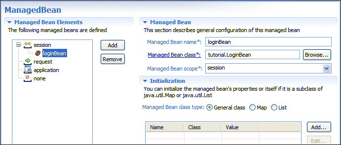 Managed Bean Tab