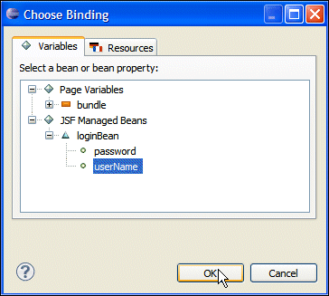 Choose Binding Dialog