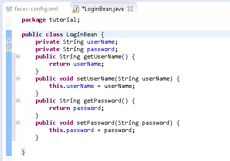 LoginBean Class in Editor