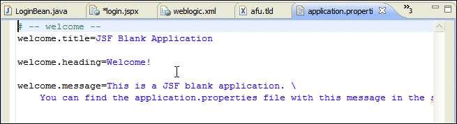 Application Properties Tab