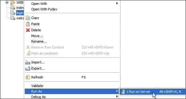 Context Menu of Login File