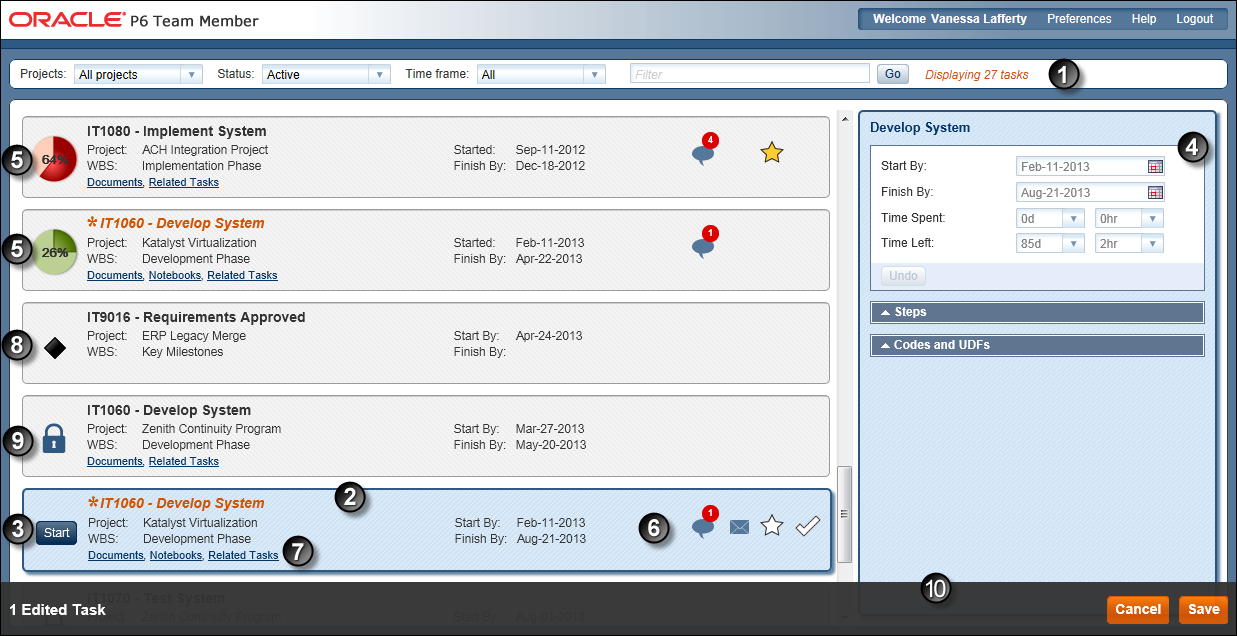 Panneau Tâche Web Team Member