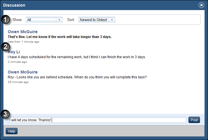 Dialogfeld "Diskussion"