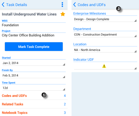 Hauptsteuerelemente und -bereiche für die Arbeit mit Codes und BDF. In der folgenden Tabelle werden alle beschrifteten Elemente erläutert.
