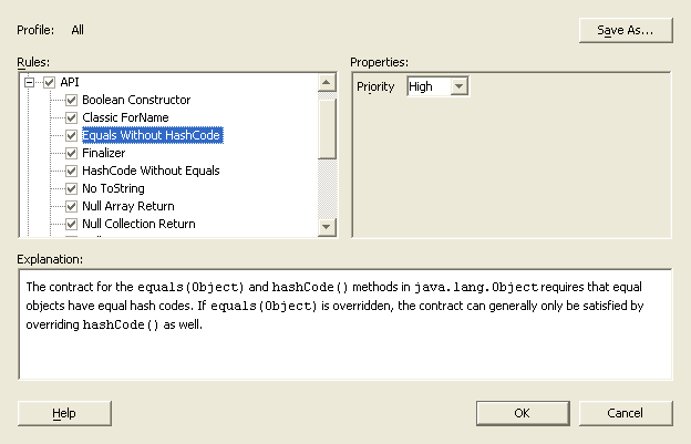 Screen Shot of Audit Profile Panel