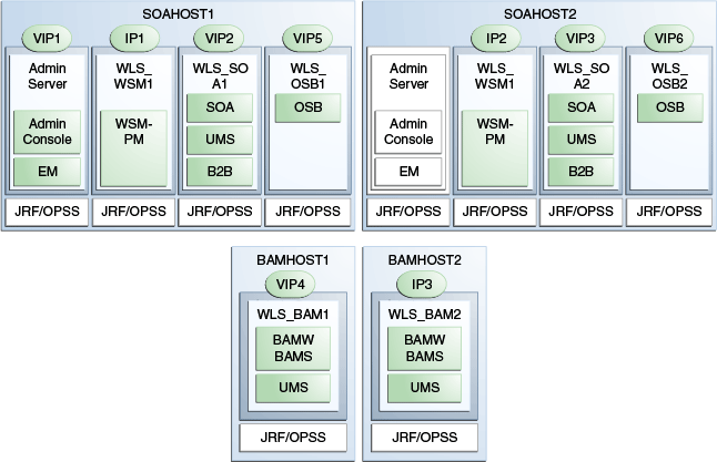 管理サーバーと管理対象サーバーにマップされるVIPとIP