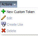 カスタム・トークン検索の「アクション」メニュー