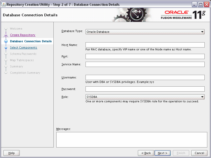 RCUの「データベース接続の詳細」画面