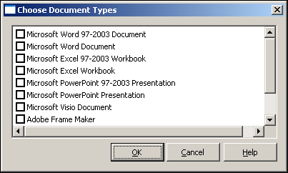「ドキュメント・タイプの選択」ダイアログ・ボックス