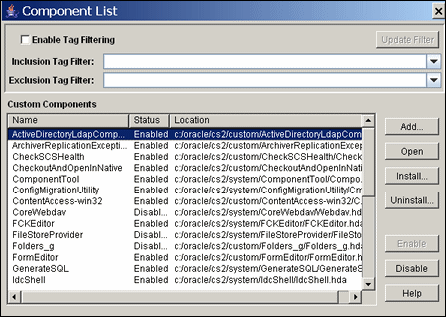 component_list.gifファイルに、「コンポーネント・リスト」ウィンドウを示します。