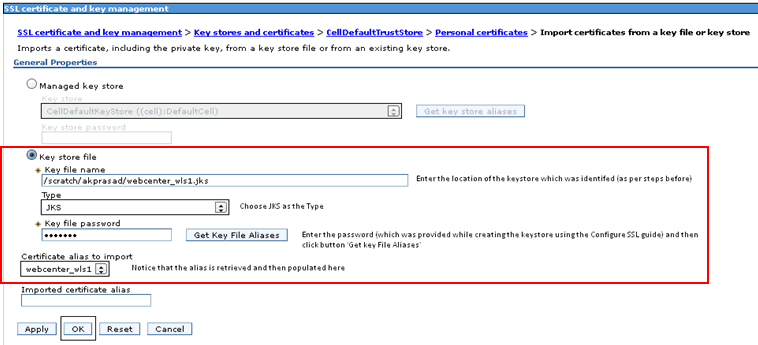 Specifying the Keystore Location