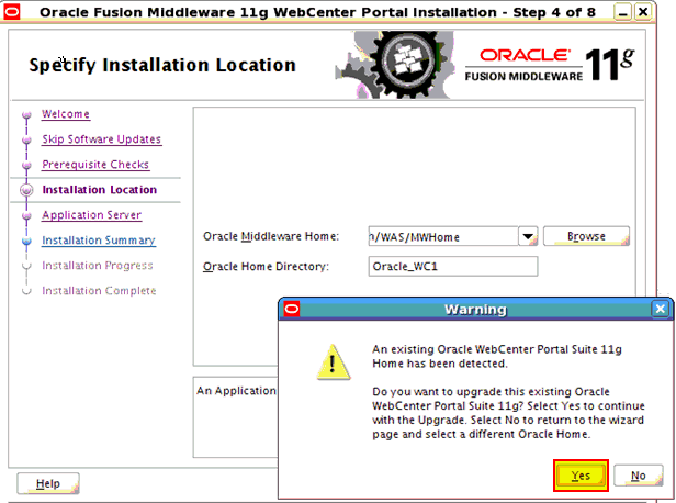 Install WebCenter Portal step 4 of 8