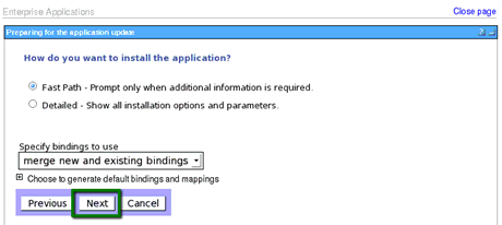 Application Upgrade - Preparing for Application Updates Screen