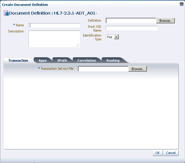 Input the document definition name.