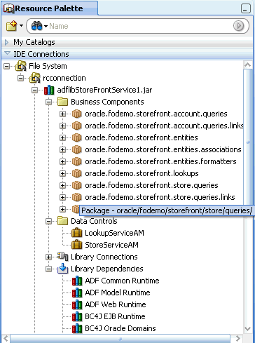 ADFライブラリのリソース・パレットとツールチップ