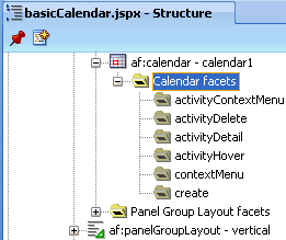 構造ウィンドウ内のCalendarファセット