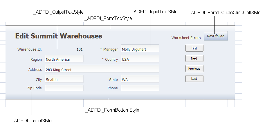 EditWarehouses.xlsxファイルの事前定義済のスタイル