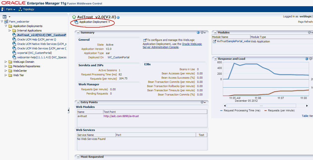 Frameworkアプリケーションのホームページ