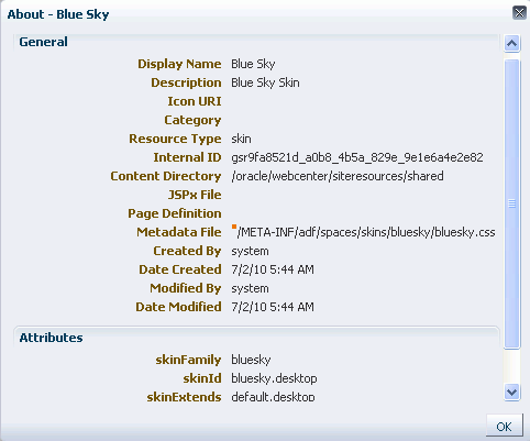 リソースの「バージョン情報」ダイアログ