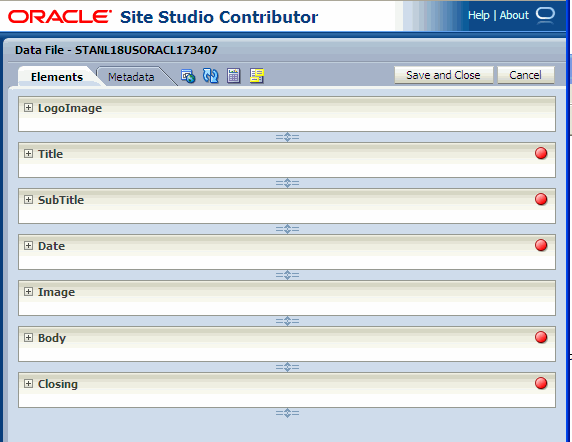 「Site Studio Contributor」の「データファイル」エディタ