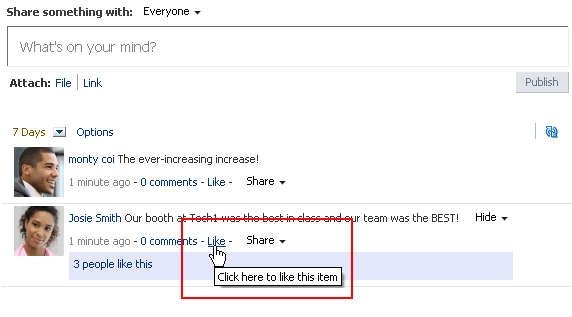 ストリームされたアイテムの「お気に入り登録」リンク