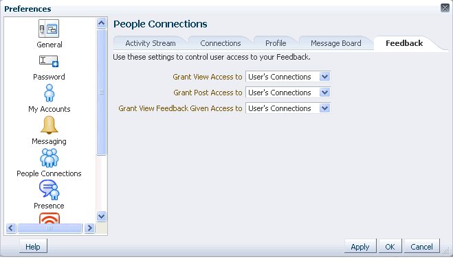 フィードバックのプリファレンス