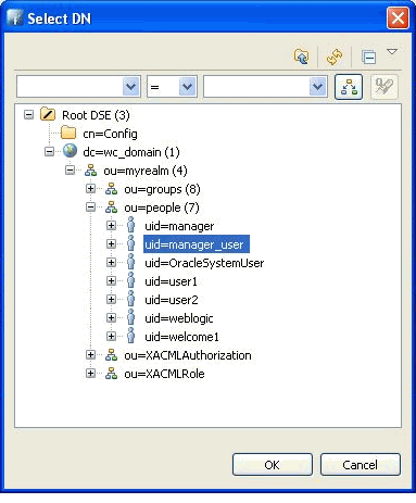 「DNの選択」ダイアログ