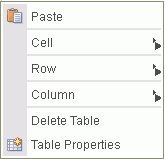 RTE: 表のコンテキスト・メニュー