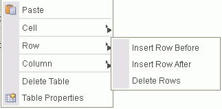 RTE: 表の「行」のアクション